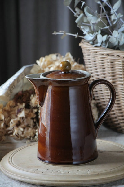 温かみを感じるデンビー社のブラウンポット イギリスアンティーク陶器