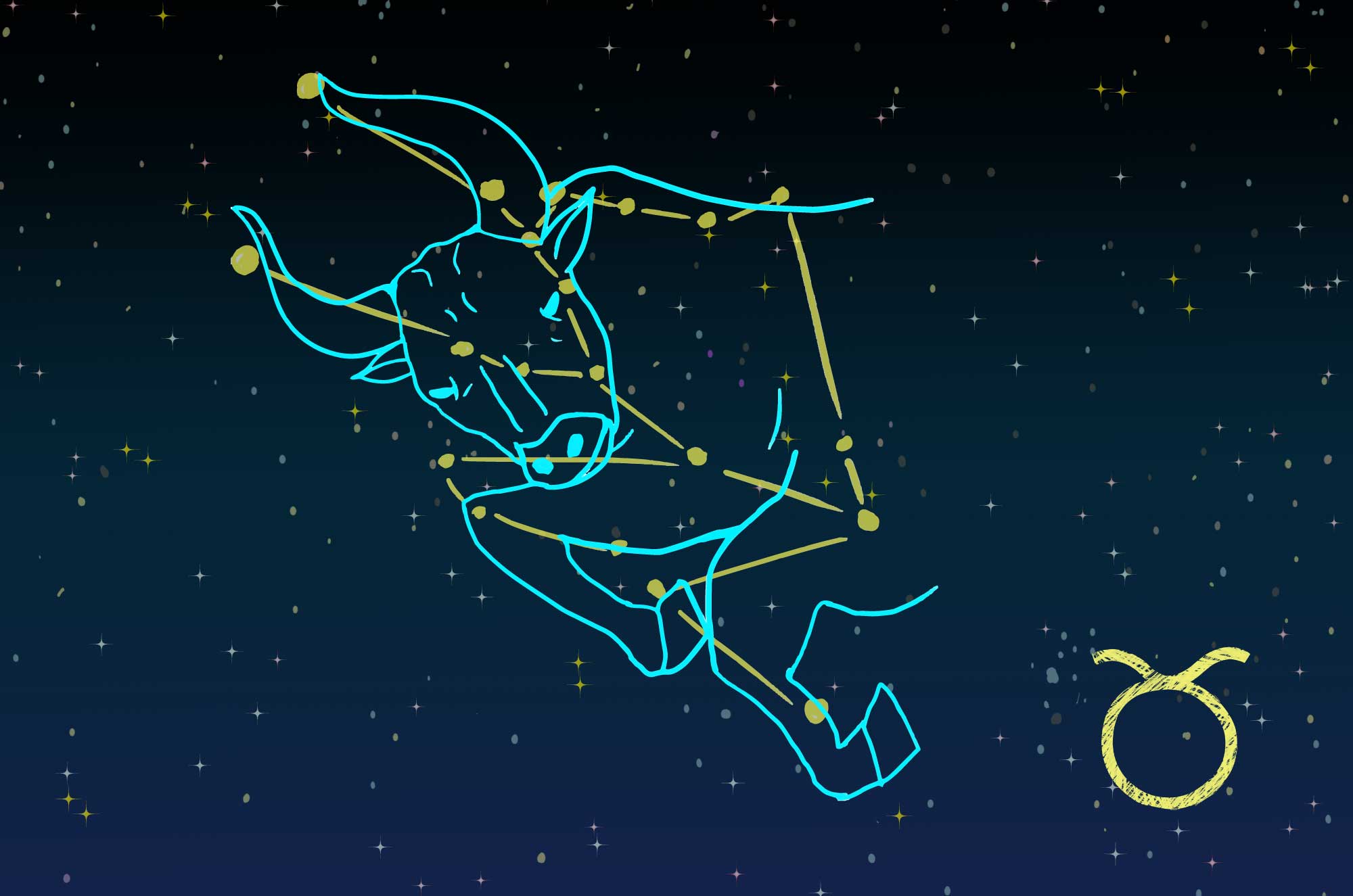 牡牛座のイラスト - 星座の線・星座カード無料素材 - チコデザ