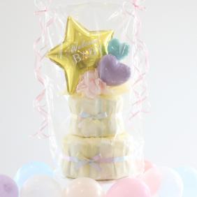 名入れ無料】出産祝い おむつケーキ ティファニーカラー ホワイト