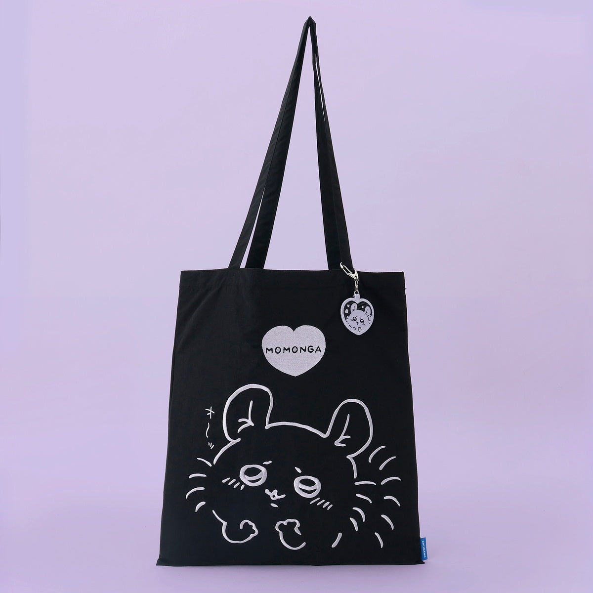 ちいかわ 刺繍トートバッグ モモンガハート ブラック (刺繍