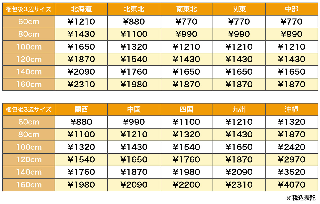 配送料（一覧） - インテリアショップkino