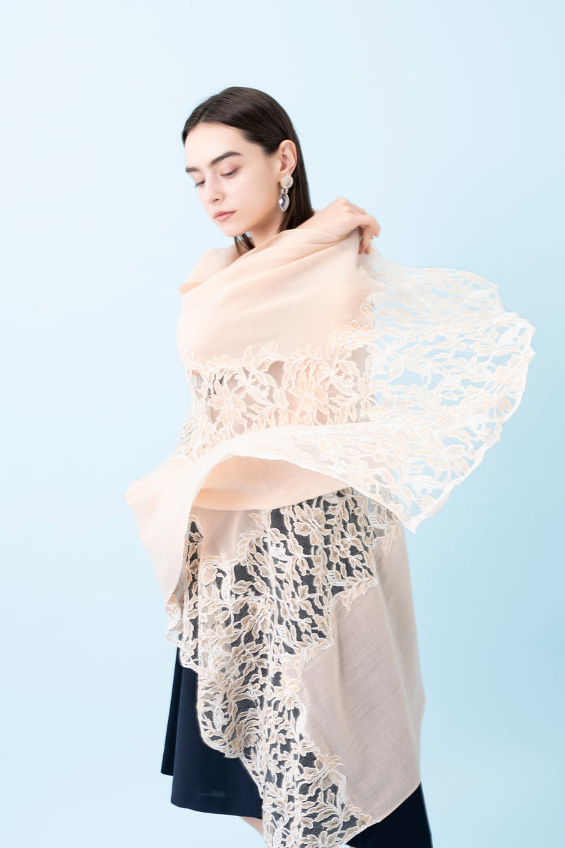 30％OFF】レース刺繍カシミヤストール | レースワンピースやブラウス