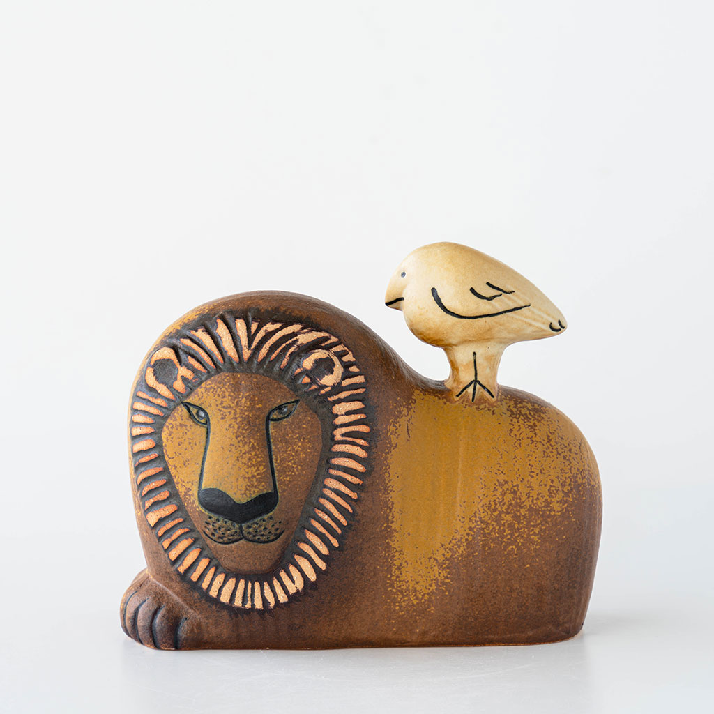 個別販売】Lisa Larson リサ・ラーソン｜LION WITH BIRD ライオンと鳥