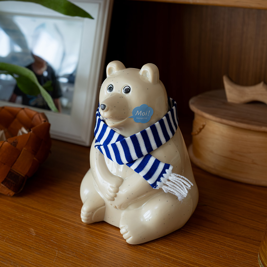 2025年限定】しろくま貯金箱｜ブルーボーダーマフラー付き Polar Bear