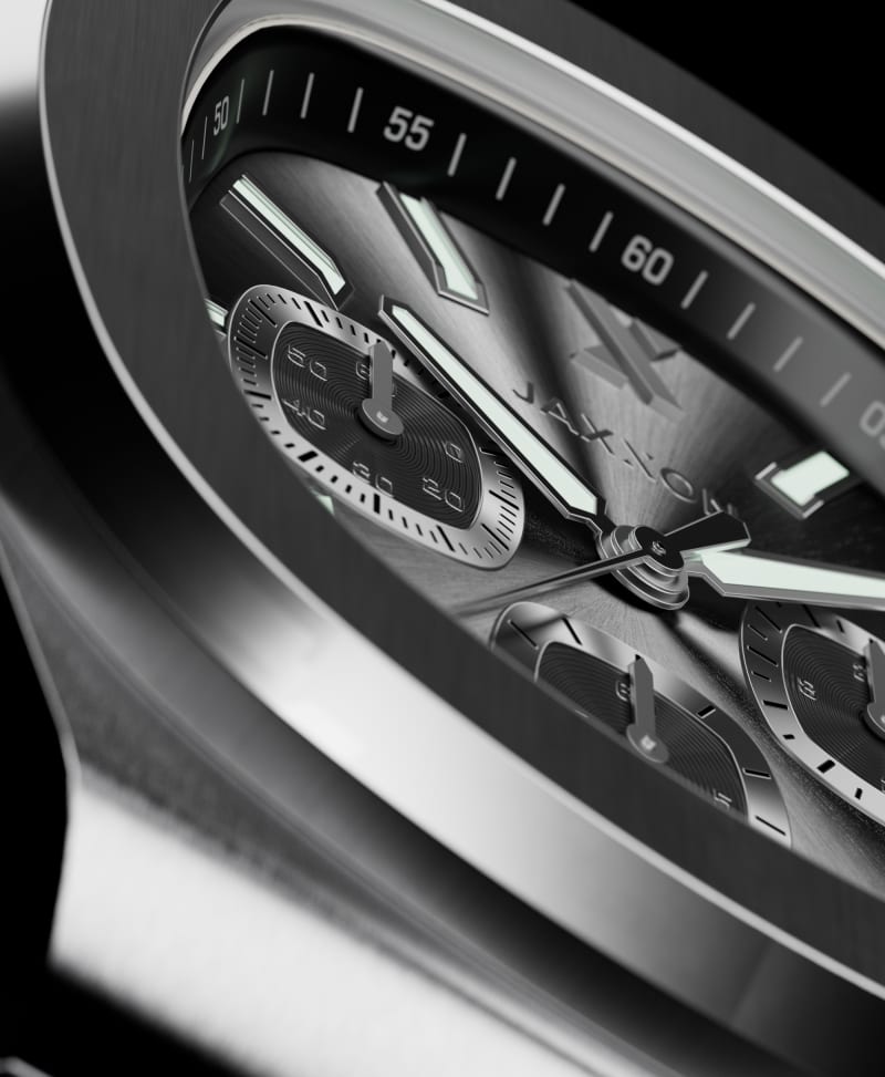 JX1 Chronograph Watch - Black and Silver - JAXXON