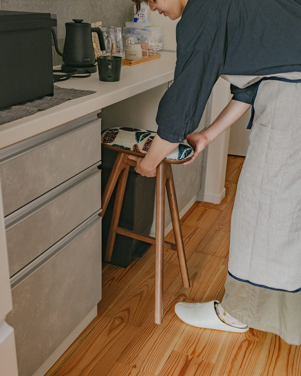 送料込】キッチンスツールBR(H630) ＋ ミナ ペルホネン( mina perhonen