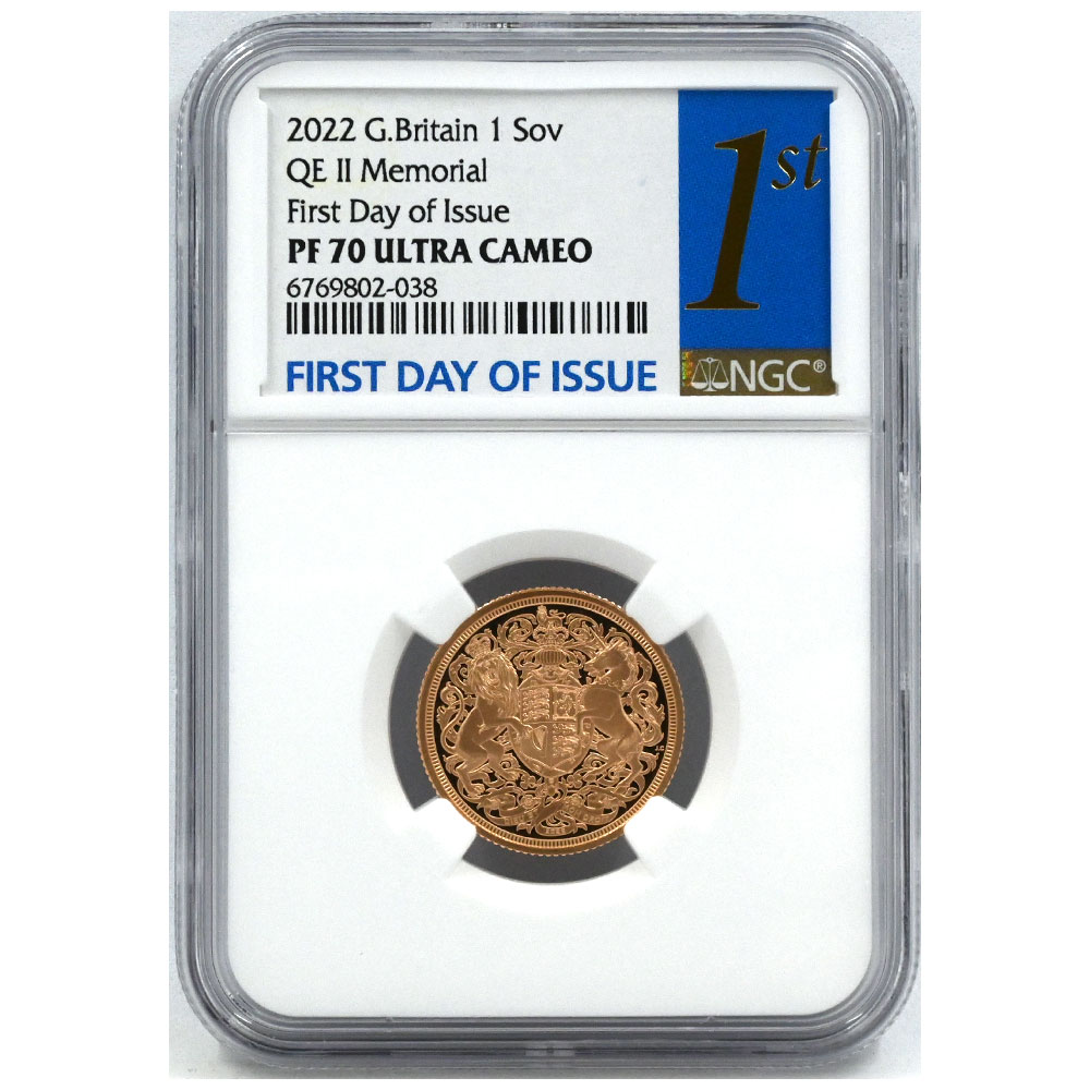 イギリス 2022 チャールズ3世 1ソブリン 金貨 NGC PF70UC エリザベス2