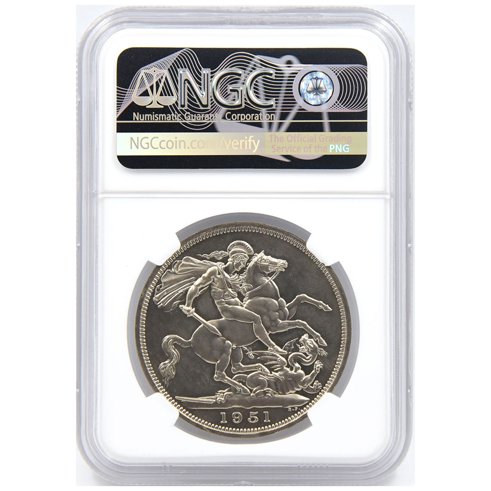 イギリス 1951 ジョージ6世 クラウン 白銅貨 NGC PL66 フェスティバル