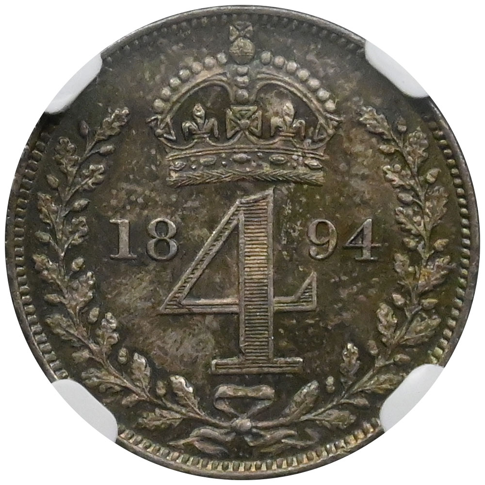 イギリス 1894 ヴィクトリア 4ペンス 銀貨 NGC MS66 マウンディコイン