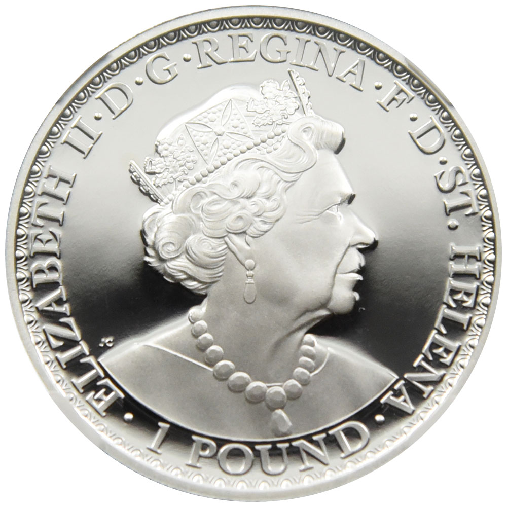 セントヘレナ 2022 エリザベス2世 1ポンド 銀貨 NGC PF 70 ULTRA CAMEO