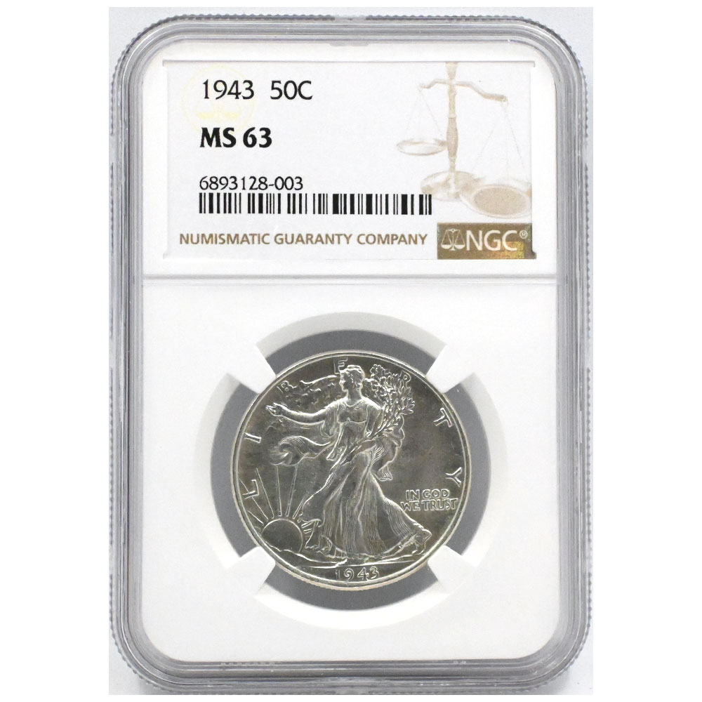 アメリカ 1943 50セント 銀貨 NGC MS63 ハーフダラー イーグル 6893128003