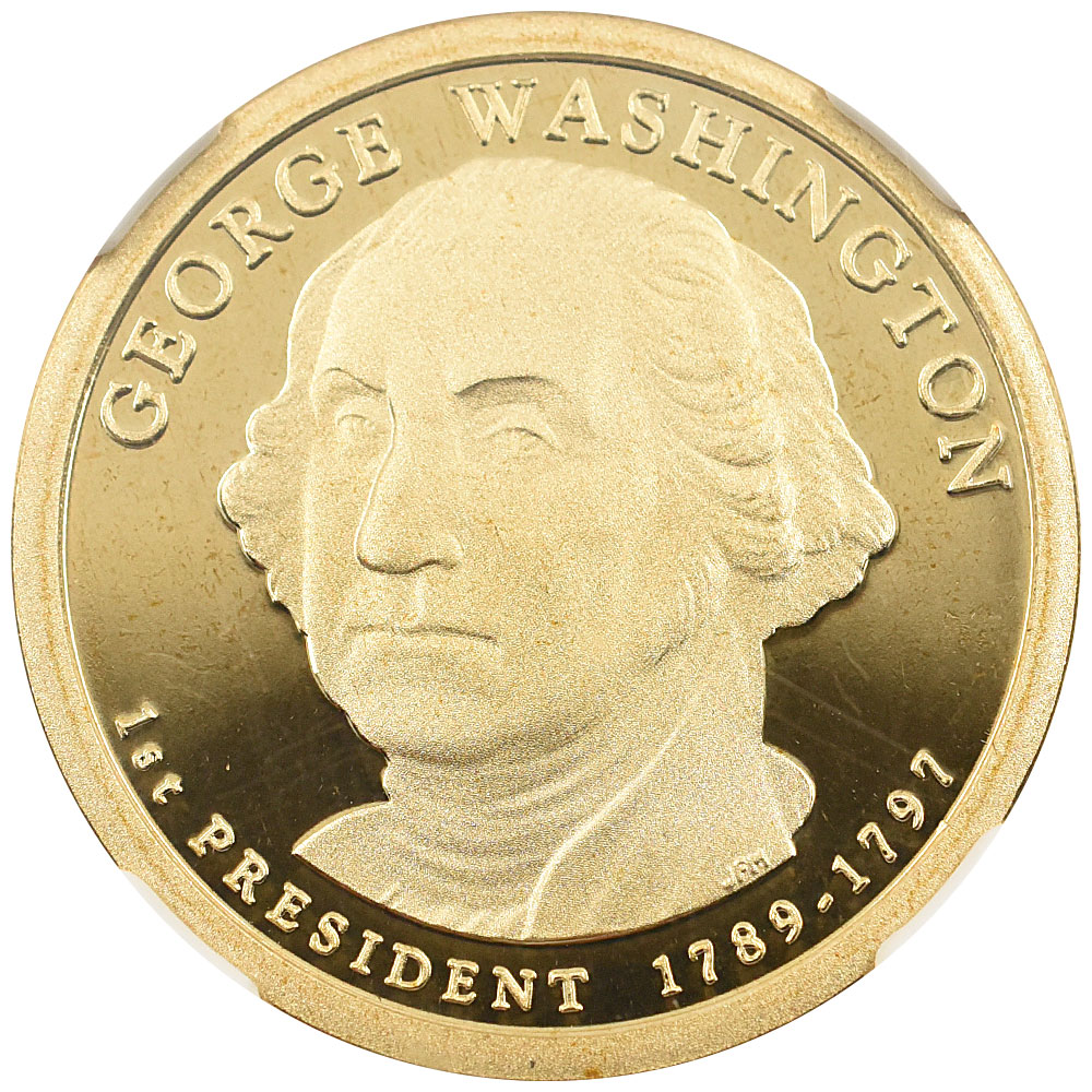 アメリカ 2007 1ドル 黄銅メッキ銅貨 NGC PF69UC アメリカ初代大統領