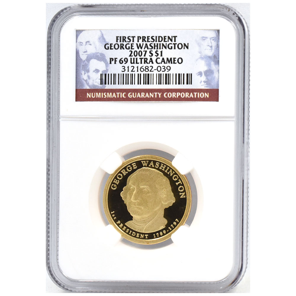 アメリカ 2007 1ドル 黄銅メッキ銅貨 NGC PF69UC アメリカ初代大統領