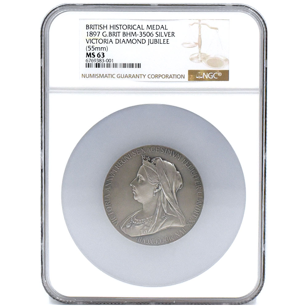 イギリス 1897 ヴィクトリア女王 メダル 銀貨 NGC MS 63 ダイヤモンド