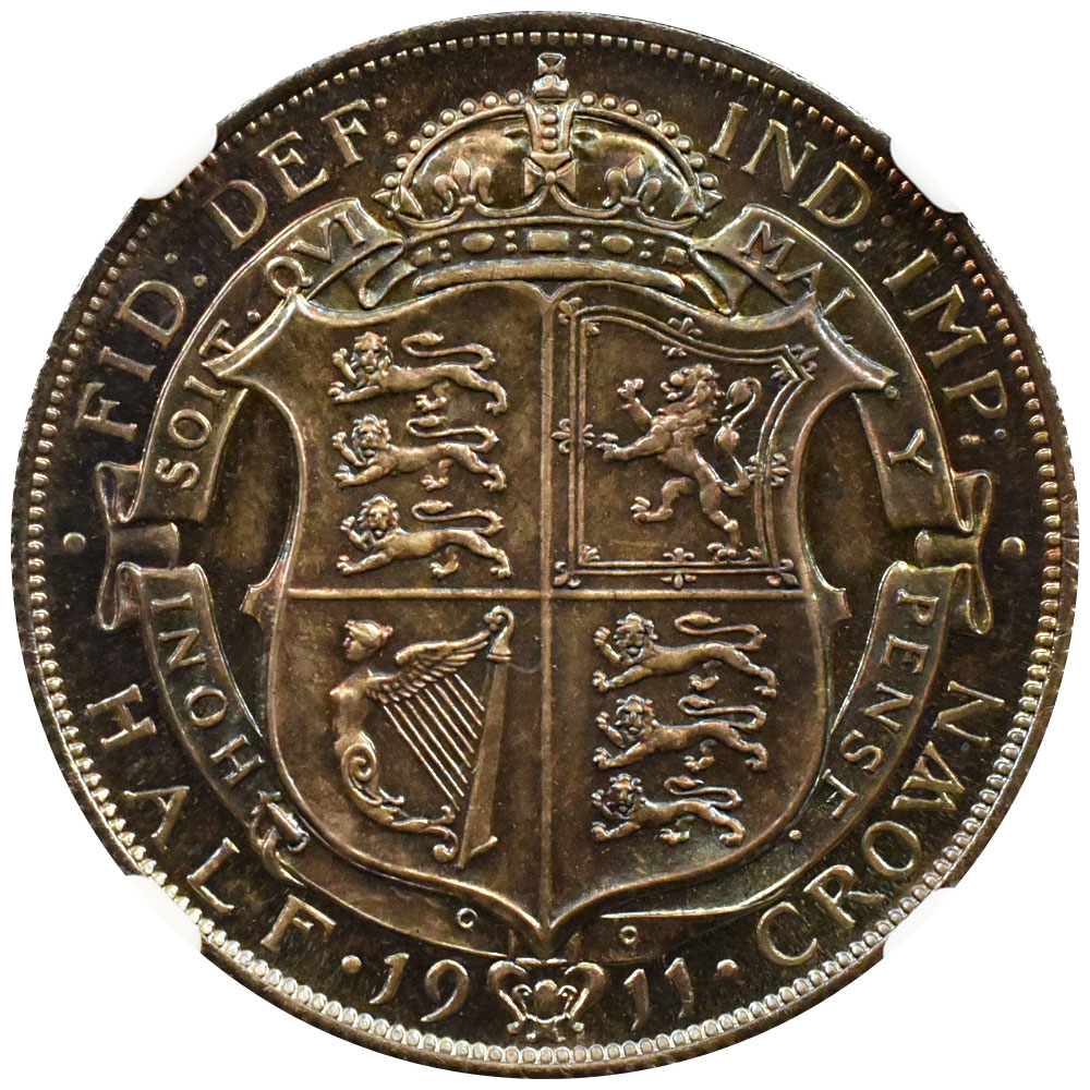 イギリス 1911 ジョージ5世 1/2クラウン 銀貨 NGC PF67 4327656007