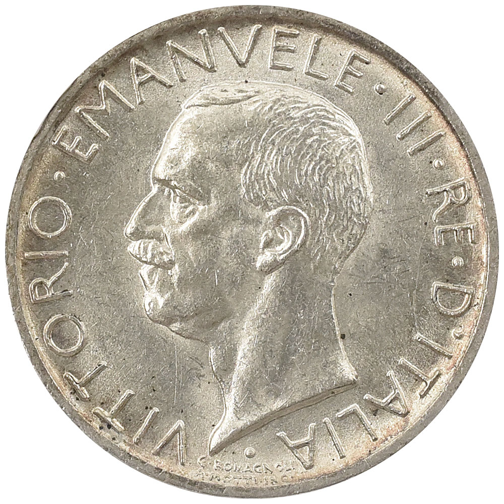イタリア 1927R ヴィットーリオ・エマヌエーレ3世 5リラ 銀貨 NGC MS63
