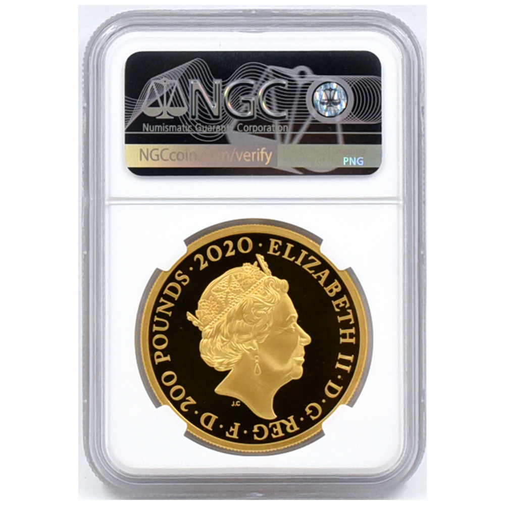 イギリス 2020 エリザベス2世 200ポンド 2オンス 金貨 NGC PF69UC 007