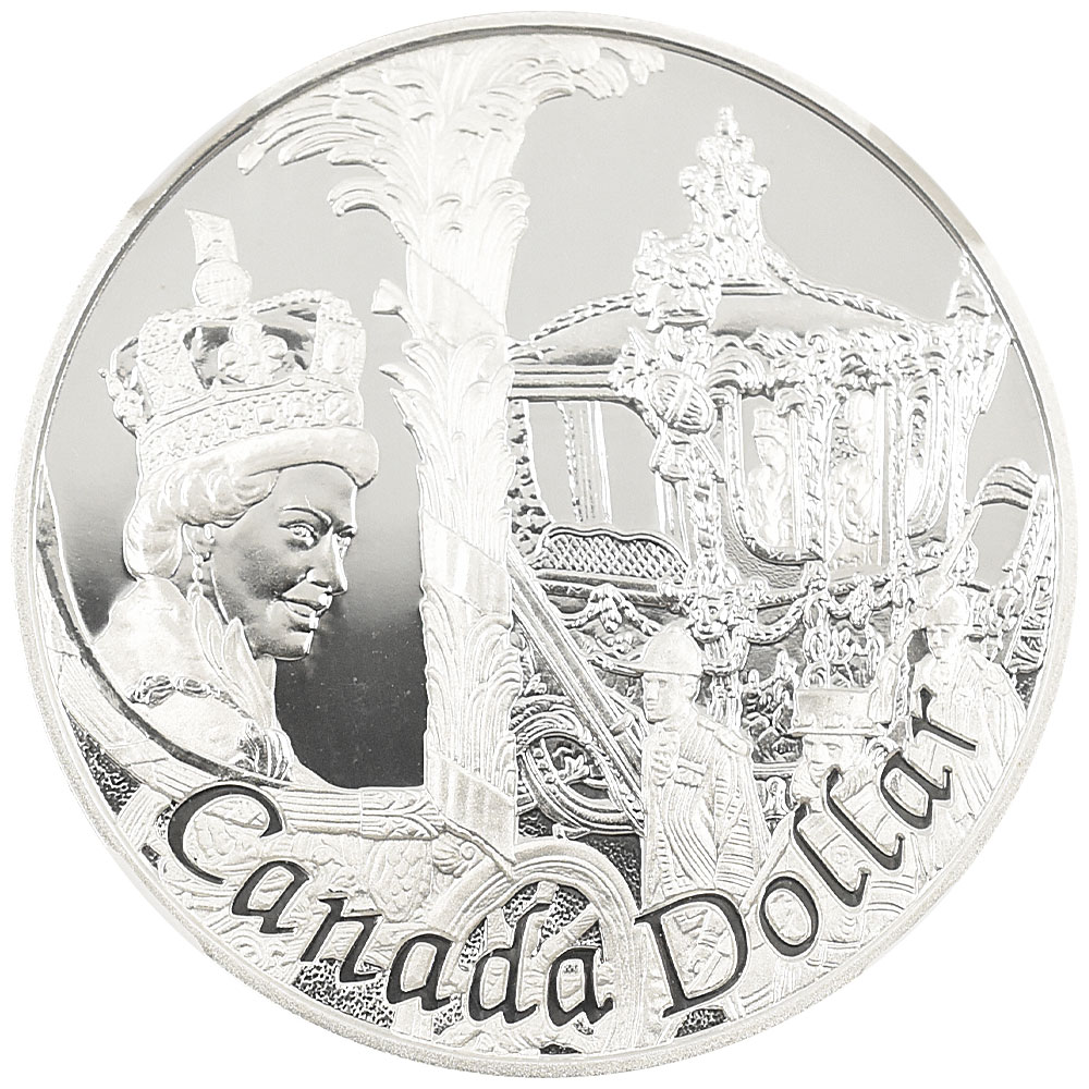 カナダ 2002 エリザベス2世 1ドル 銀貨 NGC PF70UC 即位50周年記念