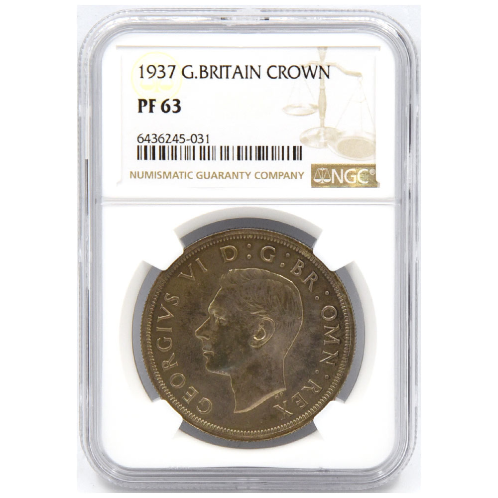 イギリス 1937 ジョージ6世 クラウン 銀貨 NGC PF63 6436245031