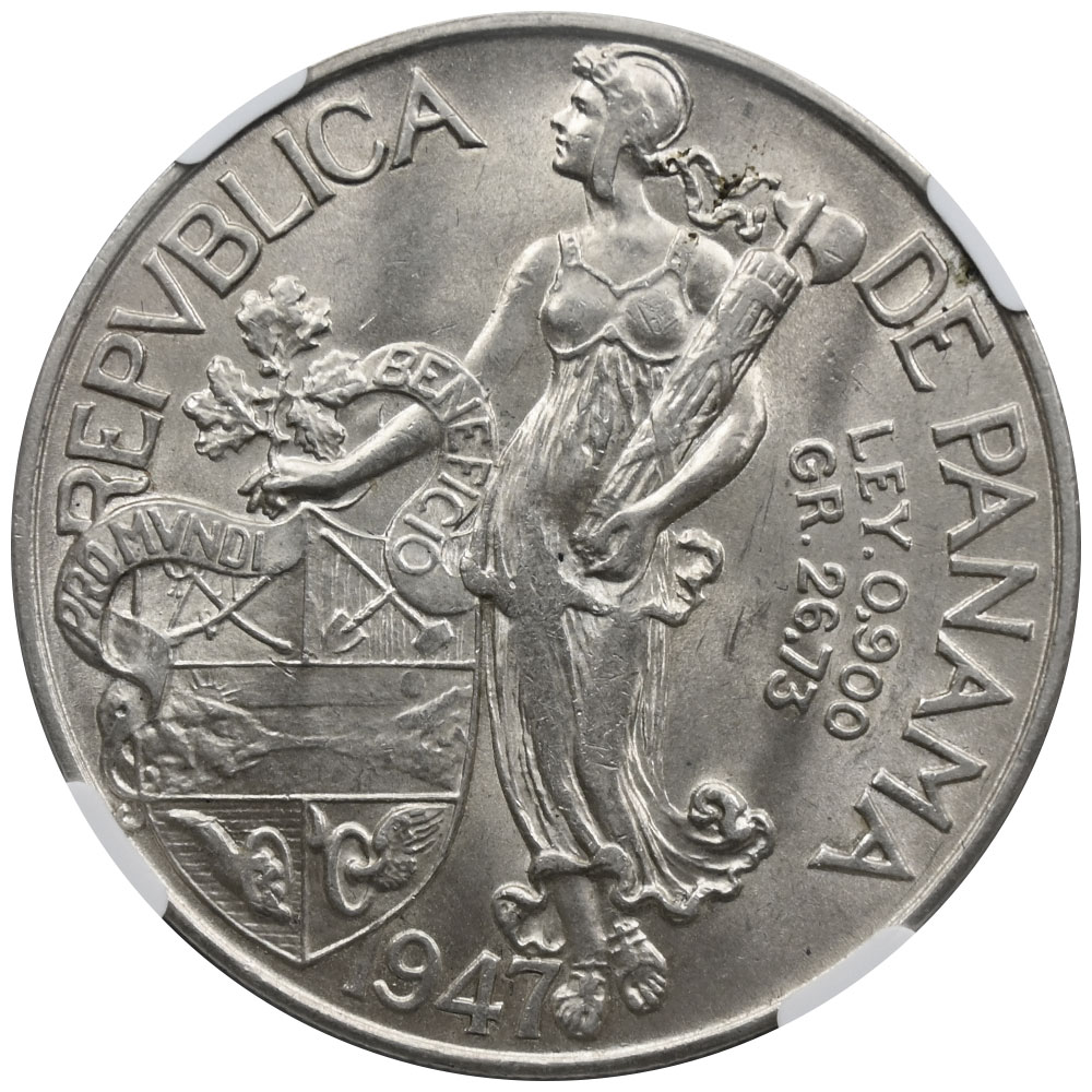 パナマ 1947 1バルボア 銀貨 NGC MS63 6652407005