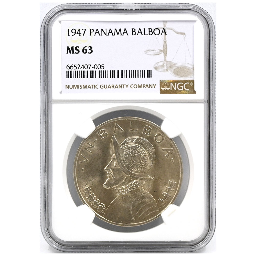 パナマ 1947 1バルボア 銀貨 NGC MS63 6652407005