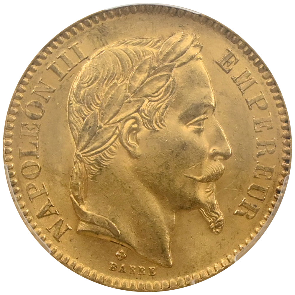 フランス 1866-BB ナポレオン3世 20フラン 金貨 PCGS MS64 44938341
