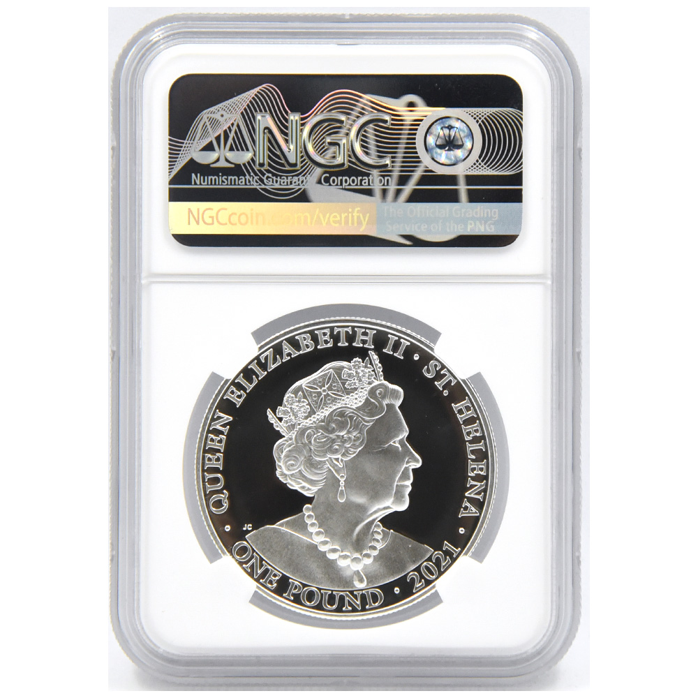 セントヘレナ島 2021 エリザベス2世 1ポンド 銀貨 NGC PF 70 ULTRA