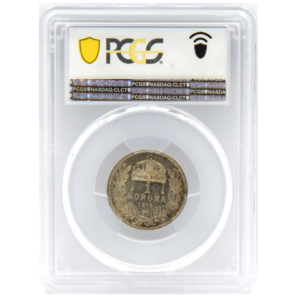 ハンガリー 1914-KB フランツ・ヨーゼフ一世 1コロナ 銀貨 PCGS MS62