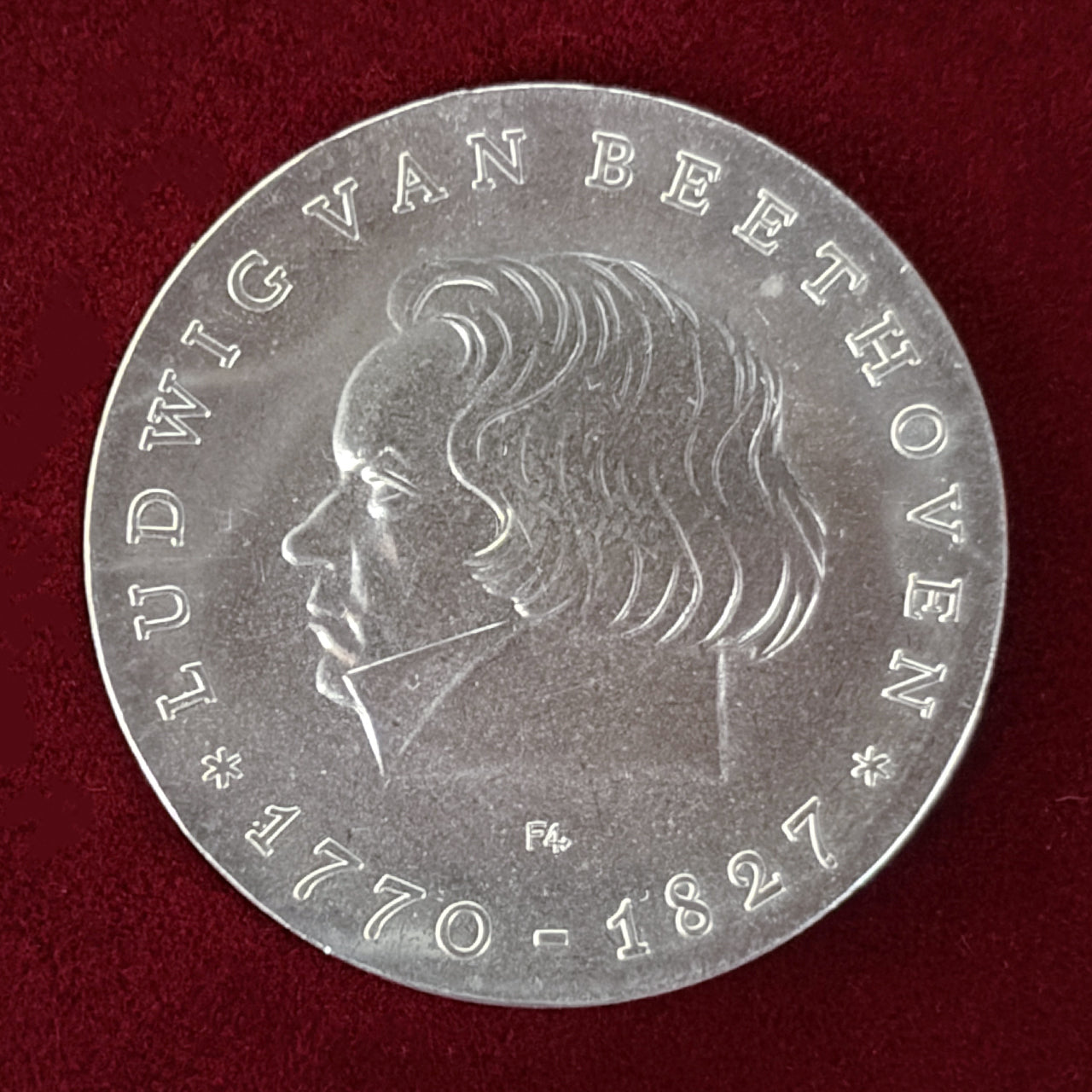 東ドイツ】ベートーベン生誕200周年記念 10マルク 銀貨 1970［B