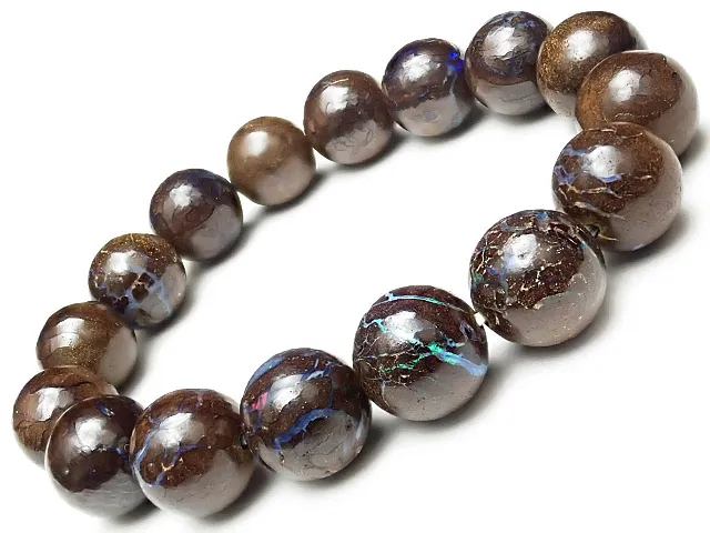 オーストラリア産 ボルダーオパール 丸玉ブレス 12mm No.16【1点もの