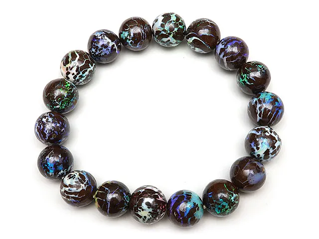 オーストラリア産 ボルダーオパール 丸玉ブレス 10～11mm No.44【1点