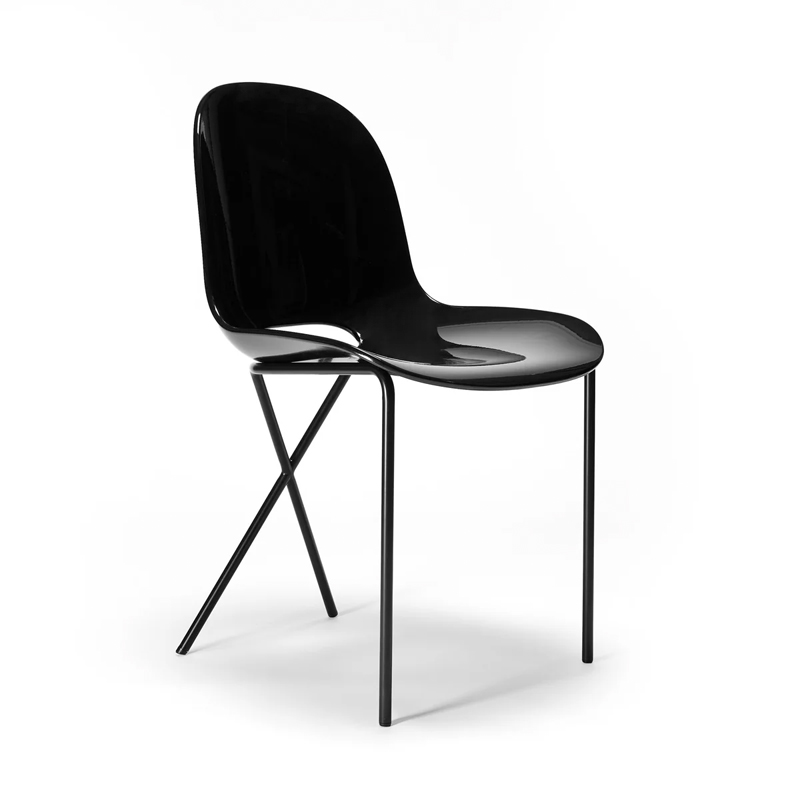 TCS クロスレッグ サイドチェア グロス ブラック｜5%point | THE