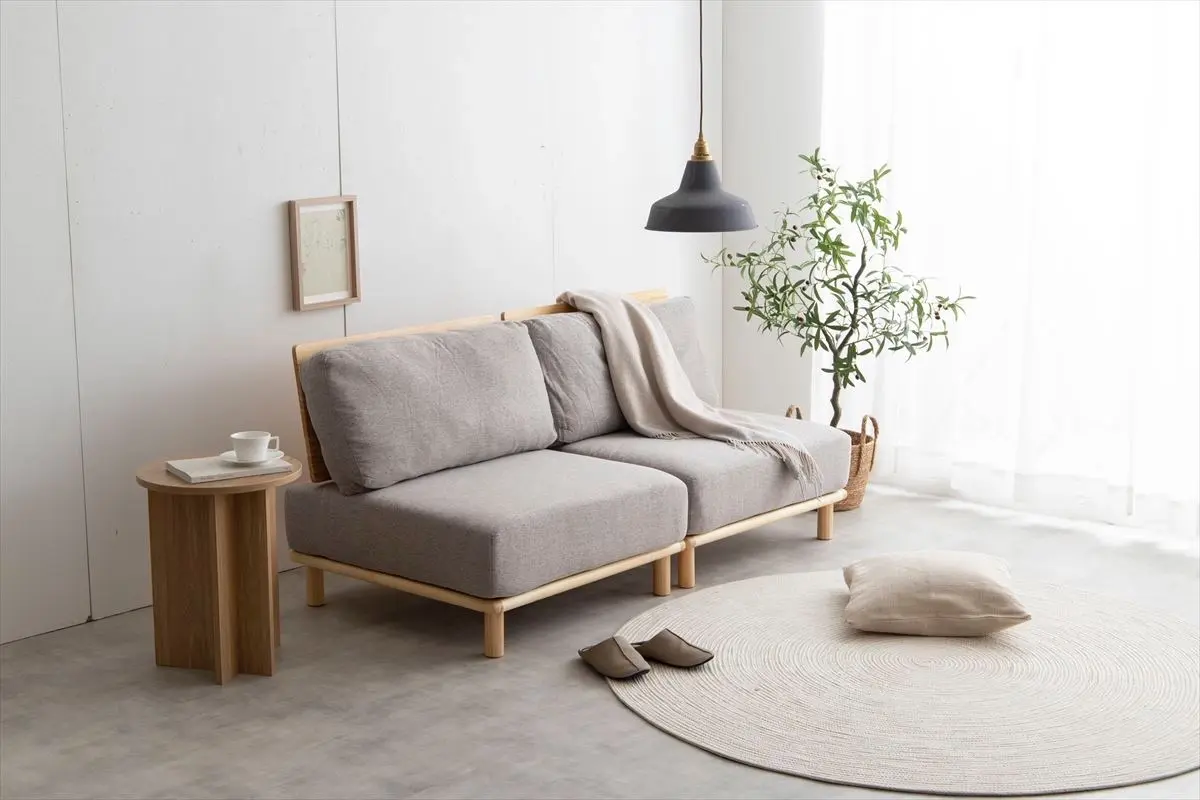 3点セット】Ricordo ファブリックローソファ2脚+オットマン1脚