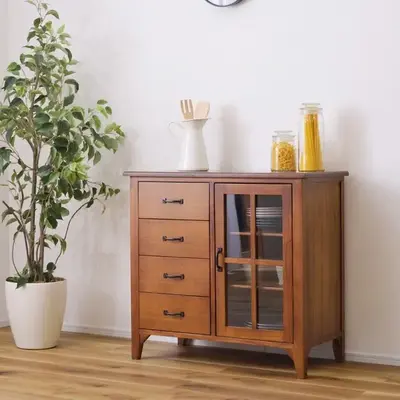 キャビネット [天然木/ガラス扉/引き出し付] | おしゃれな家具