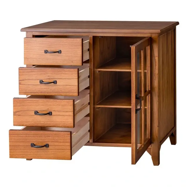 キャビネット [天然木/ガラス扉/引き出し付] | おしゃれな家具