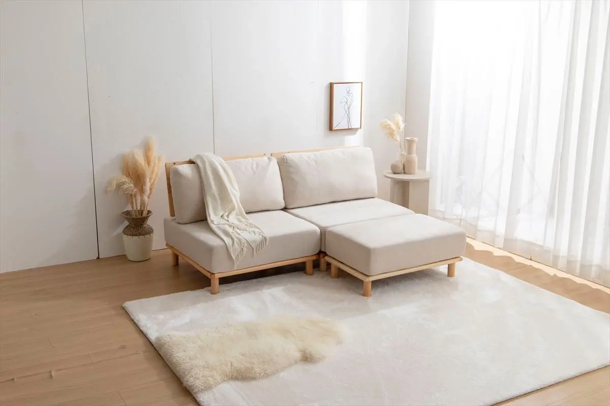 3点セット】Ricordo ファブリックローソファ2脚+オットマン1脚