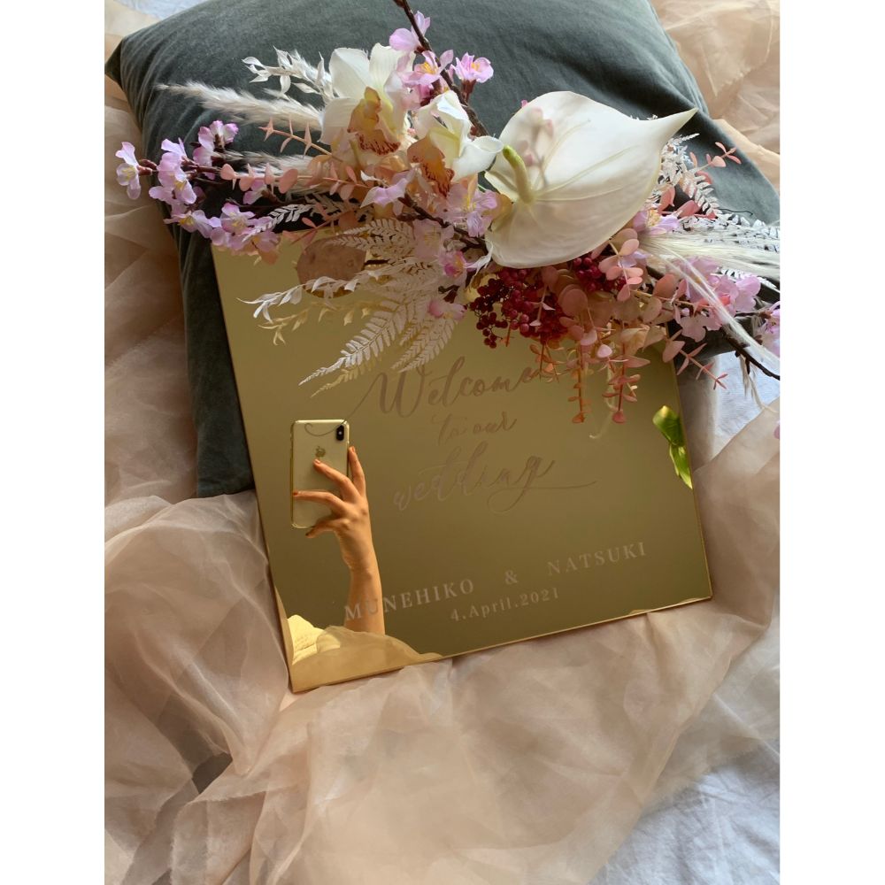 スクエア welcomeboard ゴールドミラー 【結婚式 ウェルカムボード