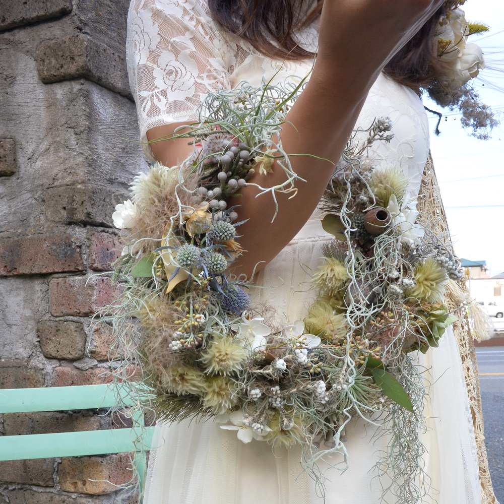 生花・ドライフラワー】ネイティブフラワー リースブーケ 【結婚式
