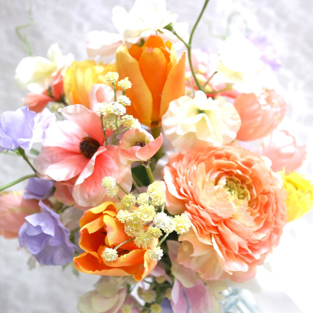 チューリップとラナンキュラスのブーケ&ブートニアset【結婚式