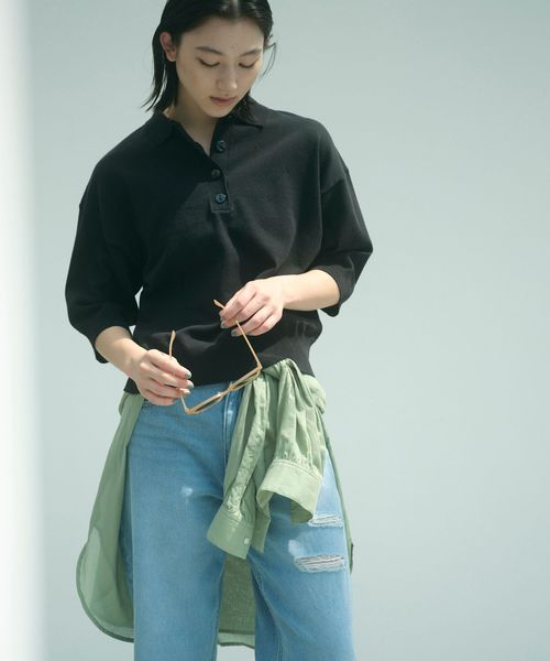 サラコ5分袖ポロサマーニット