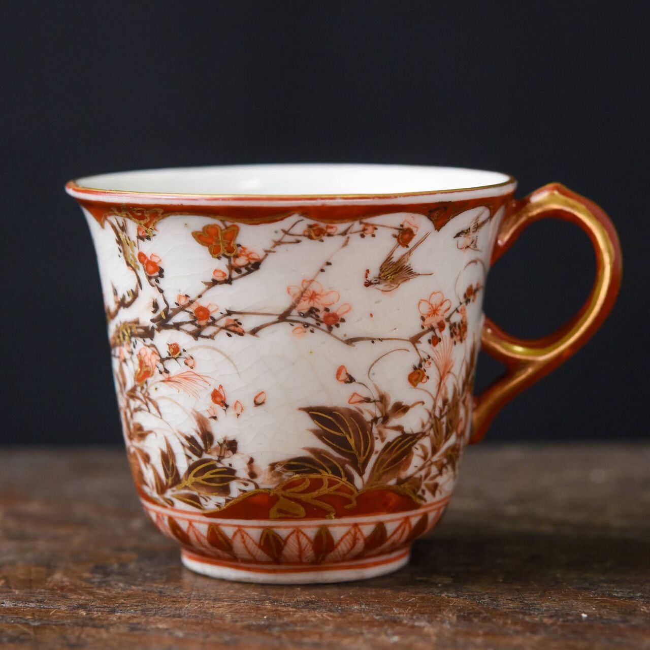 陶磁器 :: 梅に鶯 赤絵八郎手 九谷 デミタスカップ&ソーサー | COTTOU