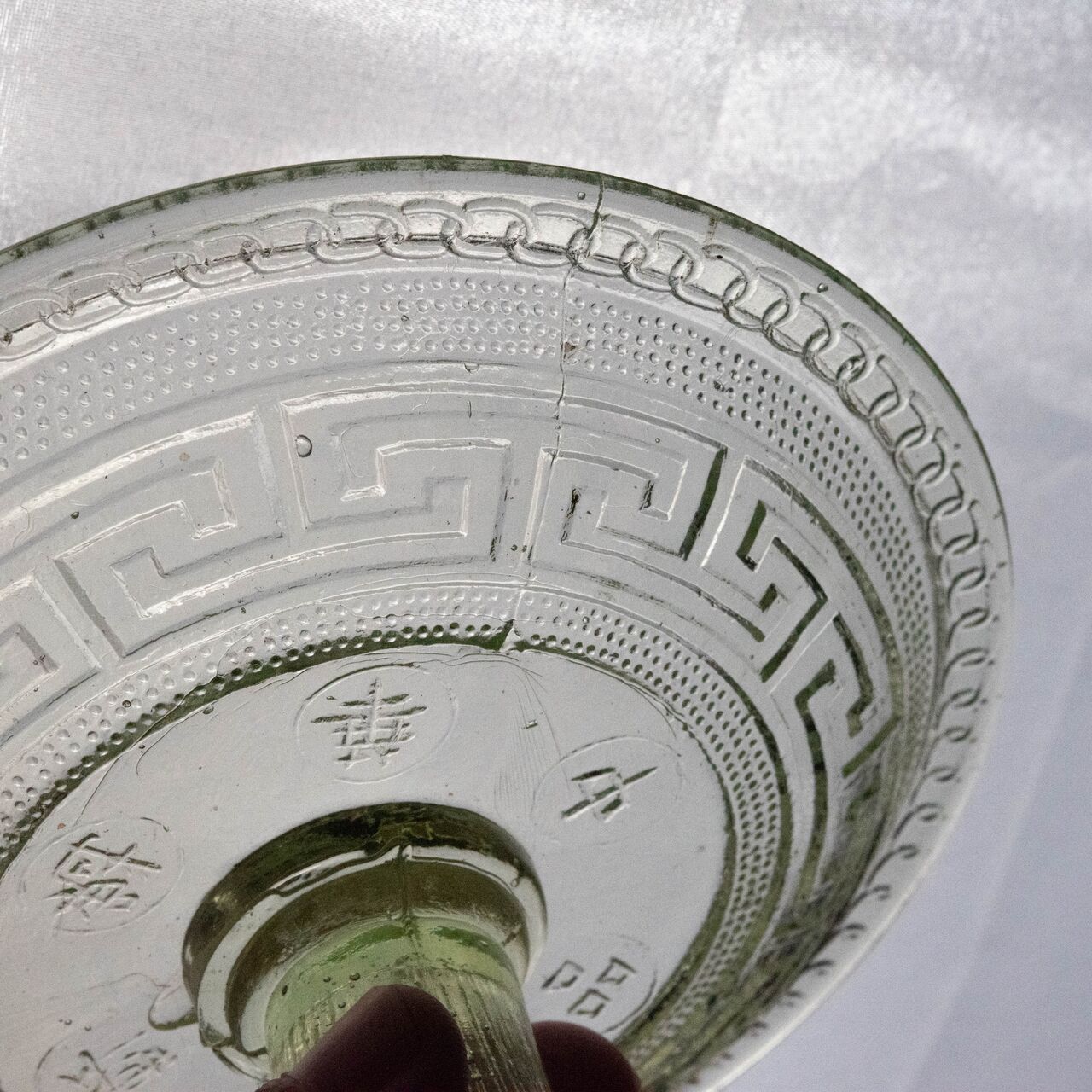 ガラス :: 雷と猪の目文 中華魁製造 ウランガラス コンポート | COTTOU