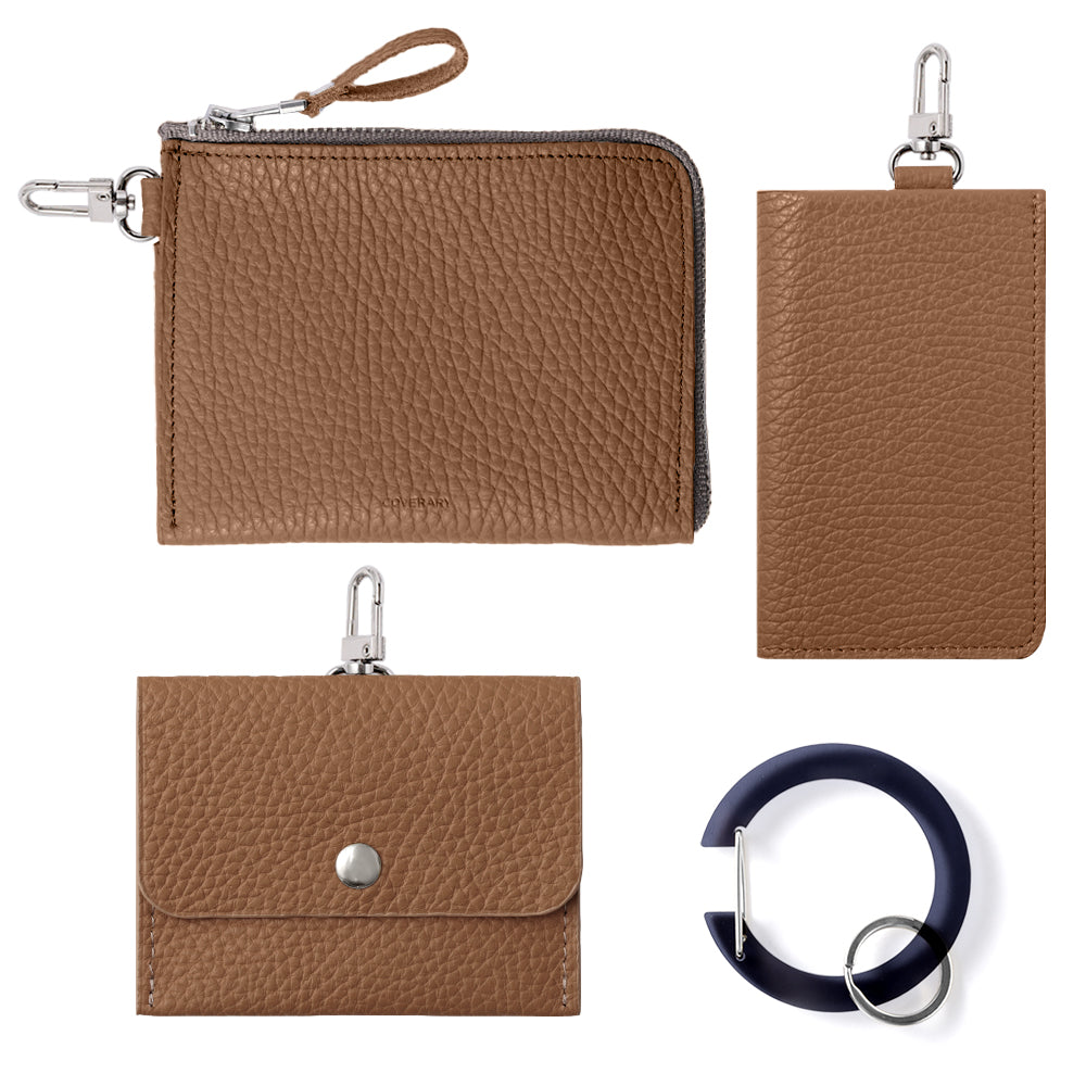 本革 イタリアンシュリンクレザー ポーチ カラビナ＆吊り下げフック