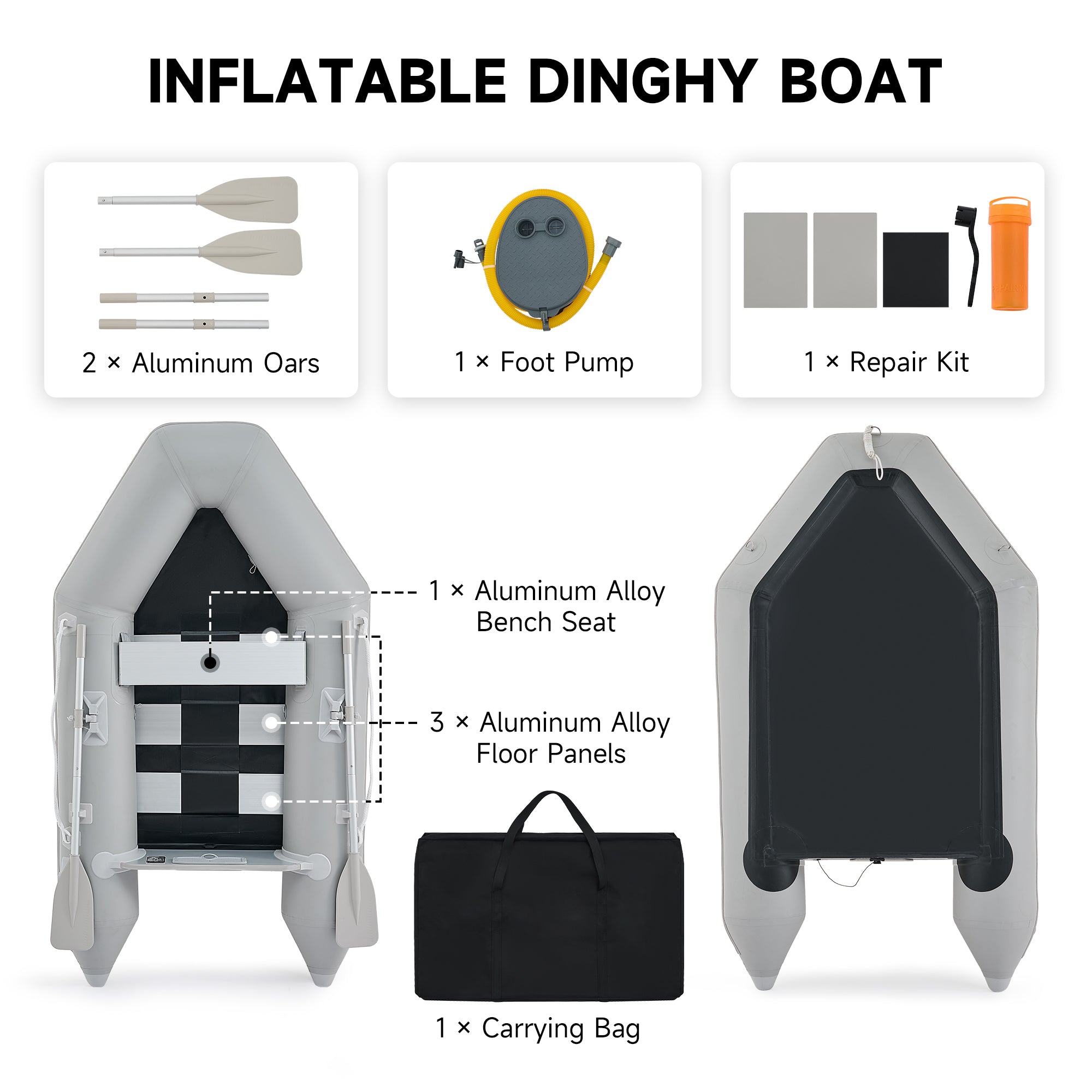 CO-Z 7.5ft Inflatable Boat for 2 PVC Dinghy Raft 660lb with Aluminum O