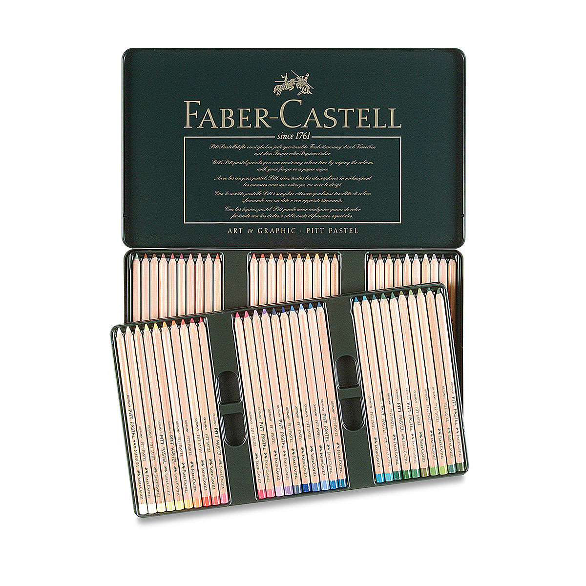Faber-Castell Pitt Pastel Pencil Set - Assorted Colors, Tin Box