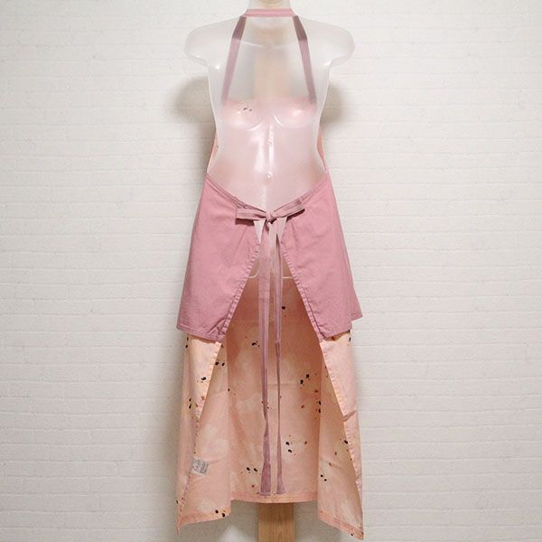 PINK HOUSE♡キューピー刺繍エプロン 巻きスカート ピンク からし