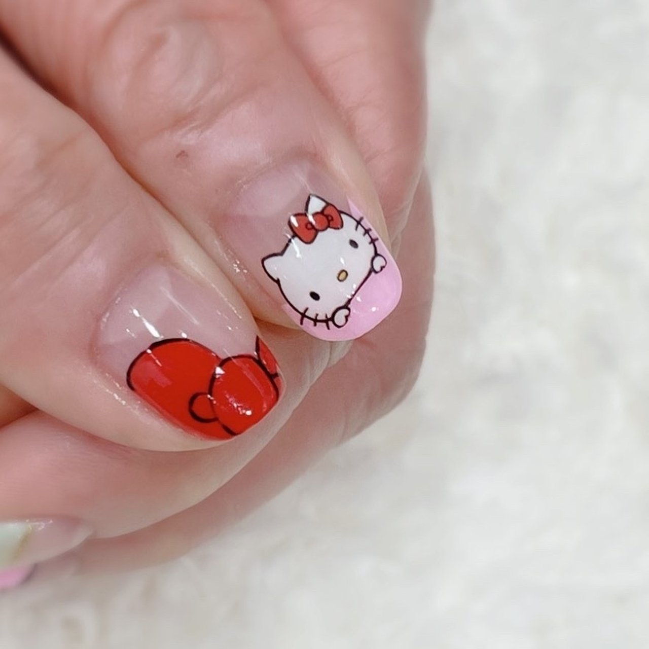 春/ハンド/変形フレンチ/ハート/痛ネイル - 【武蔵小金井