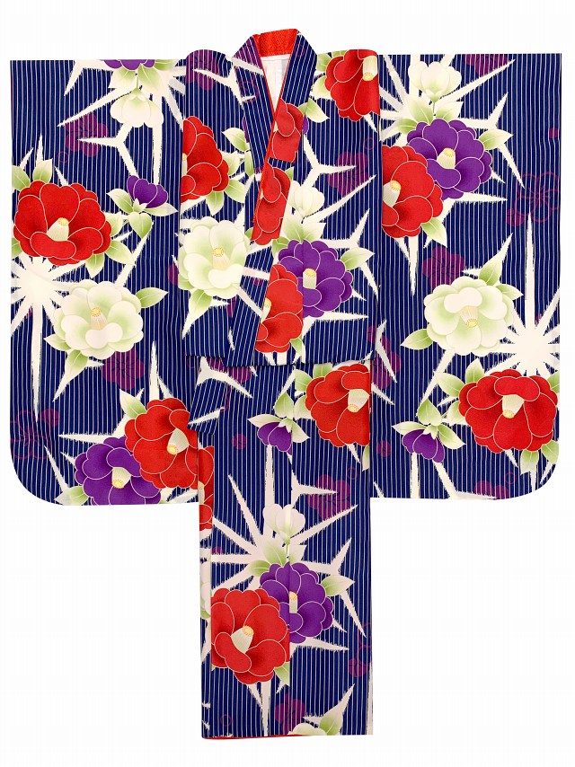 七五三 着物 2019年新作 7歳 女の子用 小紋柄 四つ身 子供着物(合繊