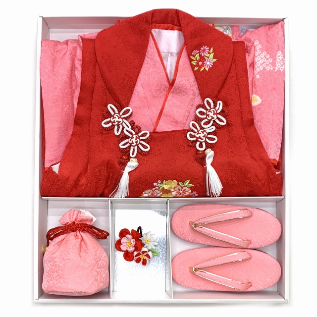 七五三 3歳 着物 セット 女の子 被布セット 本絞り柄・刺しゅう入り