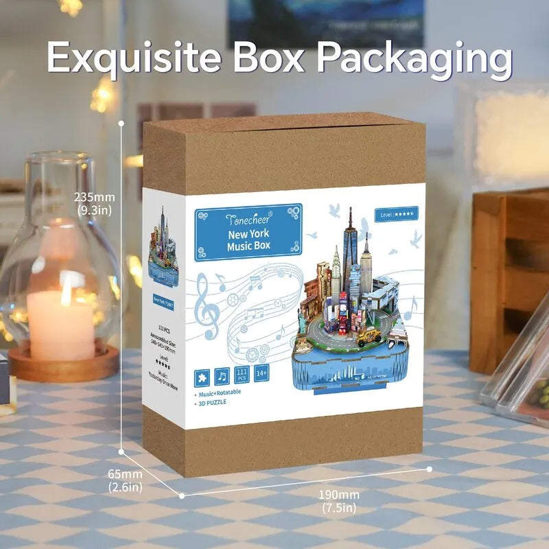 3D Music Box Puzzle Kit | New York - Iconic Cityscape Model – CraftoyX